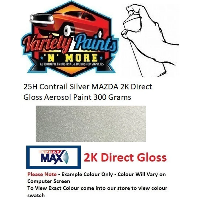 25H Contrail Silver MAZDA 2K Direct Gloss Aerosol Paint 300 Grams
