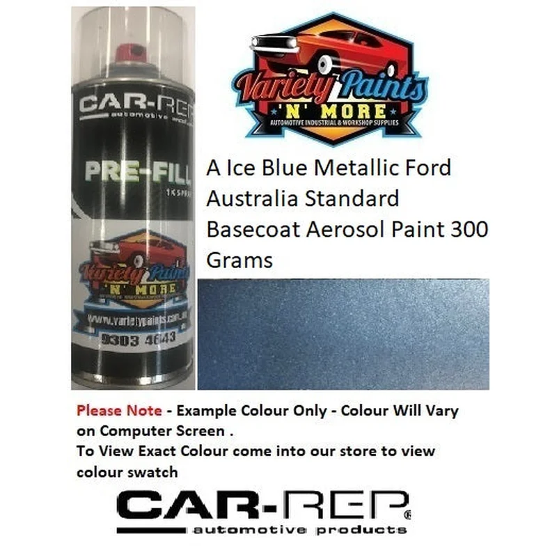 A Ice Blue Metallic Ford Australia Standard Basecoat Aerosol Paint 300 Grams